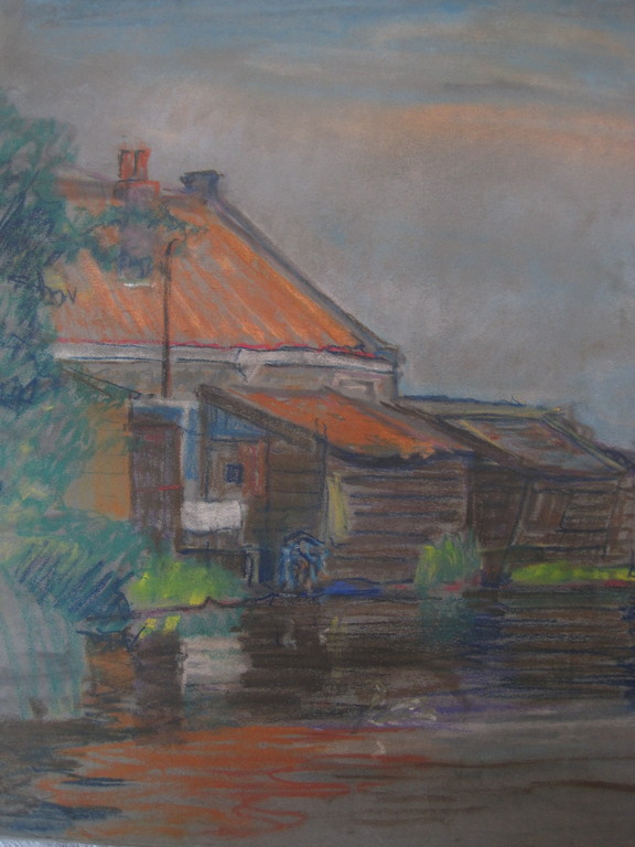 Mooie ca. 1920 Pastel "Molen aan Kralingse Plas Rotterdam"  George Pletser  kopen? Bied vanaf 1!