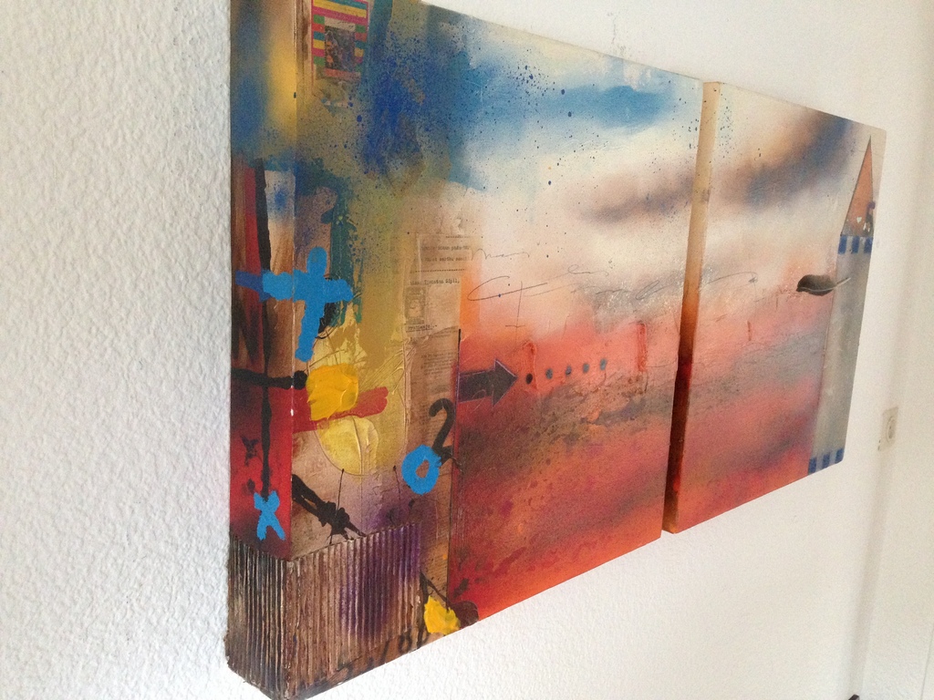 theo koster, gemengde techniek op linnen, titel; home is were my heart is  kopen? Bied vanaf 350!