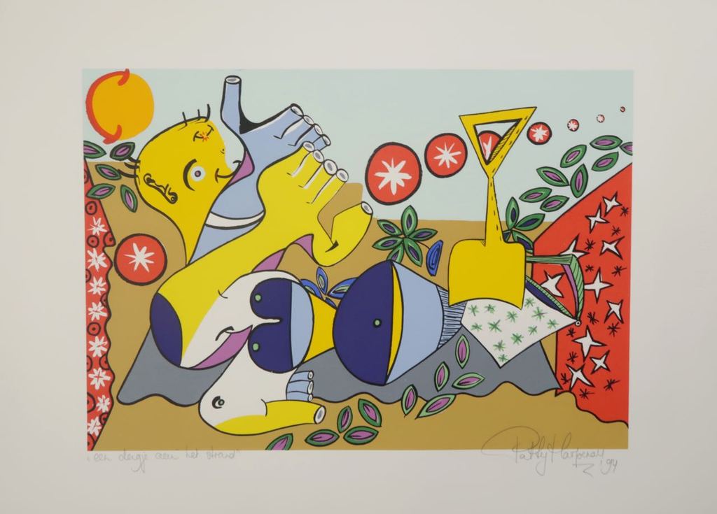 Patty Harpenau: Zeefdruk, Een dagje aan het strand verkocht voor € 35!