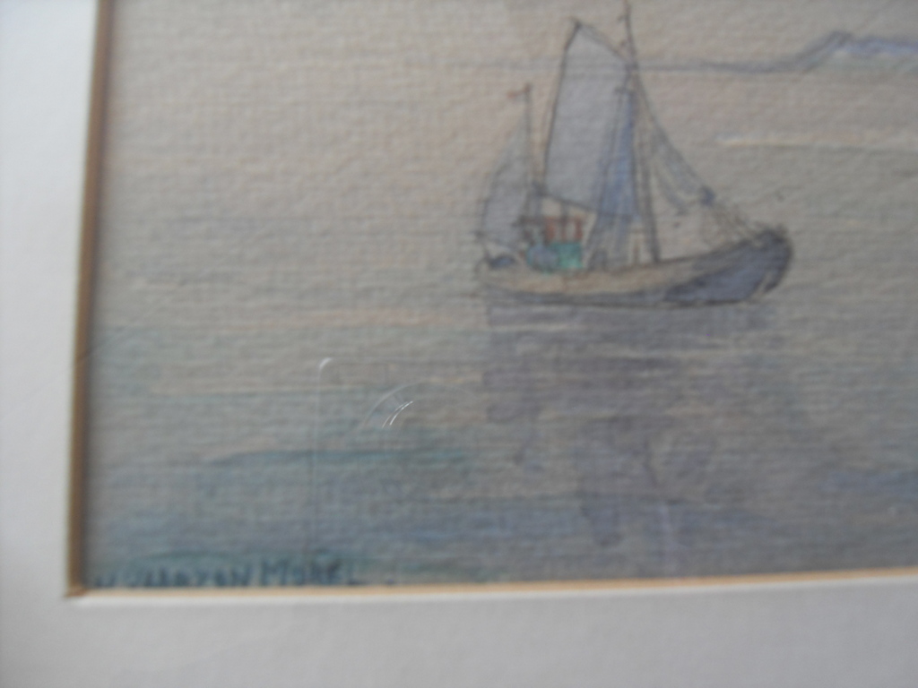 Willem Vaarzon Morel aquarel papier schip op veersemeer, 15 x 20cm lo gesign kopen? Bied vanaf 1!
