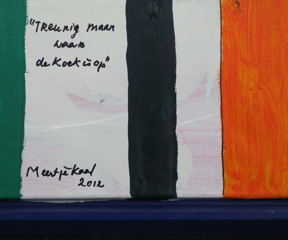Meertje Kaal: Acryl en collage op doek, Treurig maar waar - Ingelijst kopen? Bied vanaf 1!
