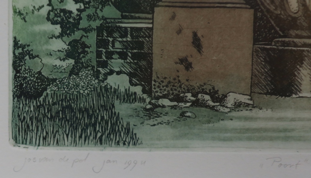 Jos van de Pol: Ets, Poort - Ingelijst kopen? Bied vanaf 35!