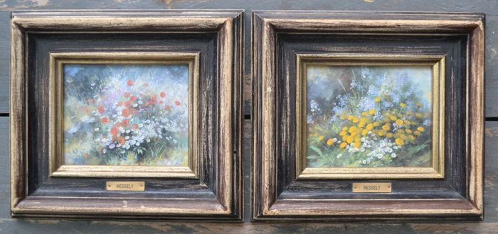 Paul Messely (1927): Olieverf op karton, 2x Bloemstilleven kopen? Bied vanaf 1!