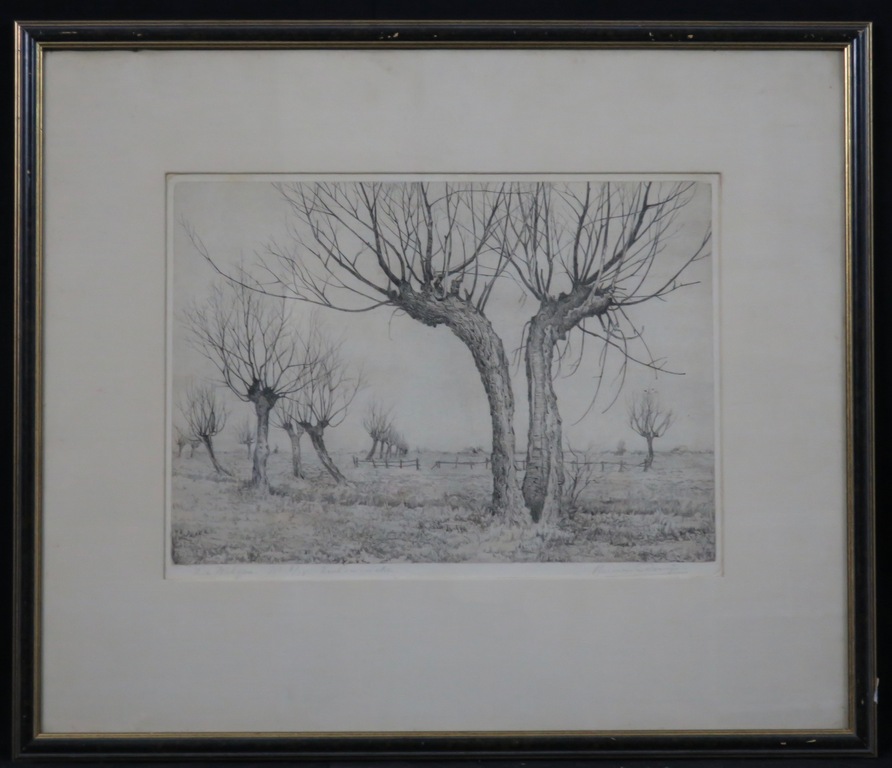 Herman Romijn: Ets, De wilgen - Ingelijst kopen? Bied vanaf 1!