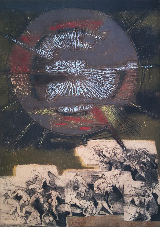 Ru van Rossem - Eclipse, aquatint ets met reliëfdruk verkocht voor € 70!