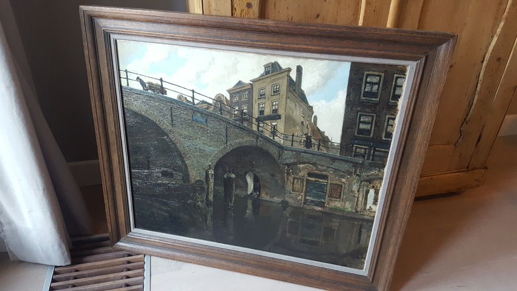 Hendrikus IJkelenstam - Oudegracht Utrecht - olie op doek, gesigneerd en verso kopen? Bied vanaf 1100!