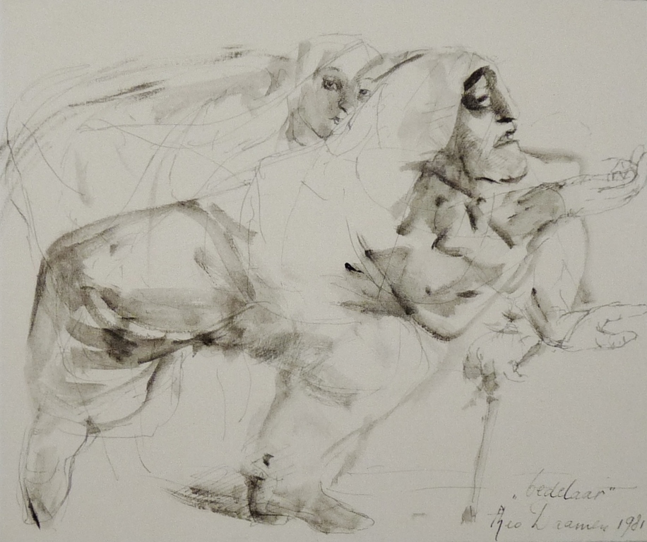 Theo Daamen, Gewassen oost-indische inkttekening,  verkocht voor € 75!