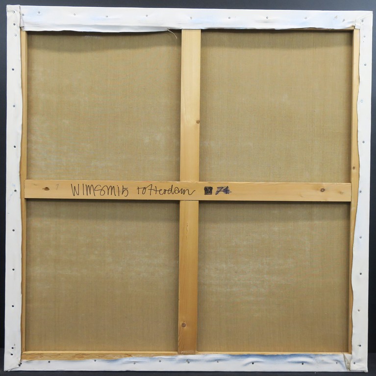 Wim Smits: Acryl op doek, Z.T. geometrische compositie zwart-rood op wit (groot) kopen? Bied vanaf 100!