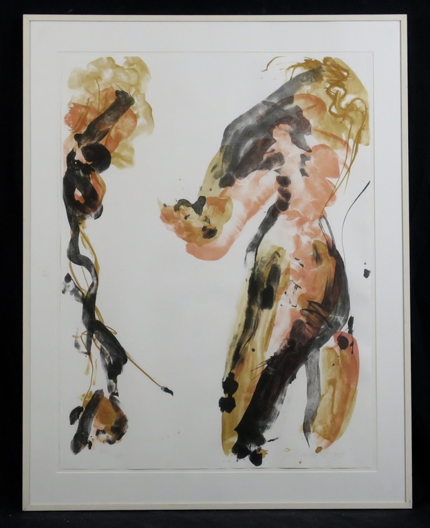 Ger Lataster: Litho, Rood ii - Ingelijst verkocht voor € 160!