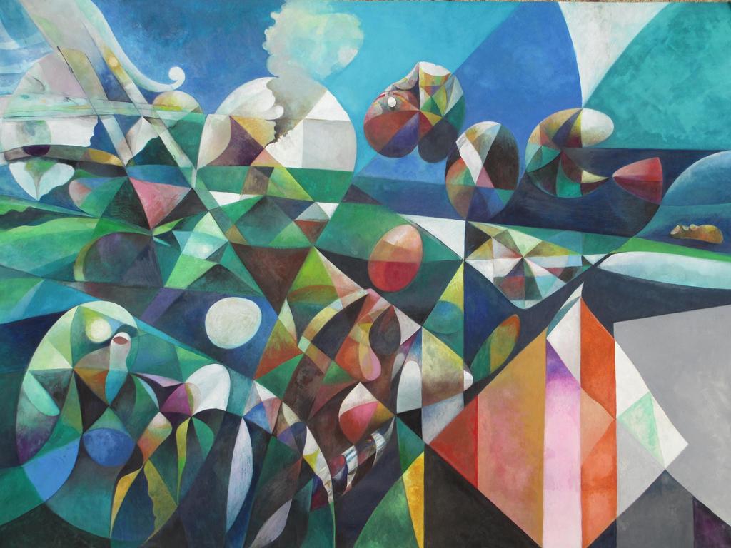 Harro Wassing, Gouache op papier, Ruimtelijke compositie verkocht voor € 60!