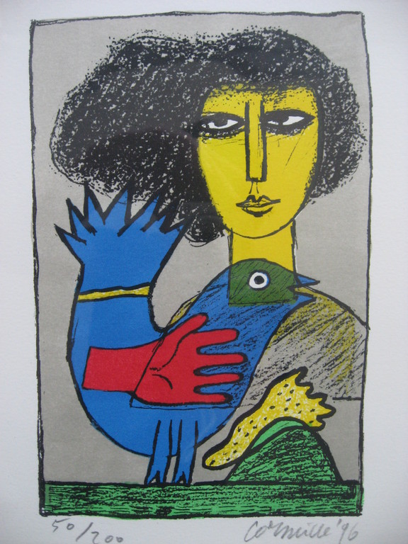 Corneille: Kleurenlitho, L'oiseau bleu à la main rouge kopen? Bied vanaf 159!