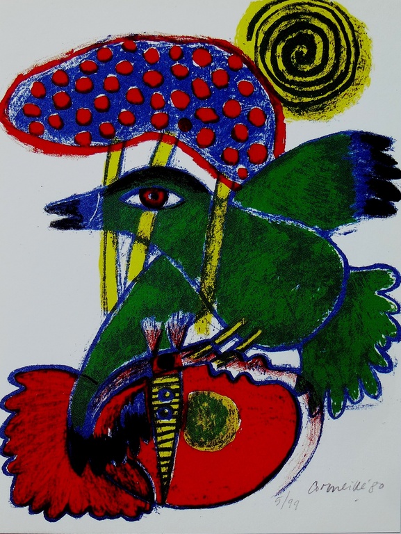Corneille, litho: Femme et oiseaux, 1980, handgesigneerd kopen? Bied vanaf 1!