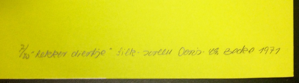 Doris Ch. Becke, zeefdruk, "Lekker diertje", 1971 kopen? Bied vanaf 1!