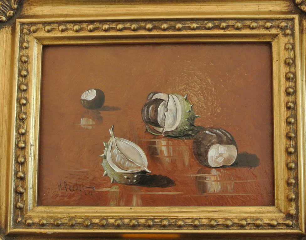 HENK POEDER.  Olieverf op paneel in Klassiek lijstje,- KASTANJES.- kopen? Bied vanaf 1!