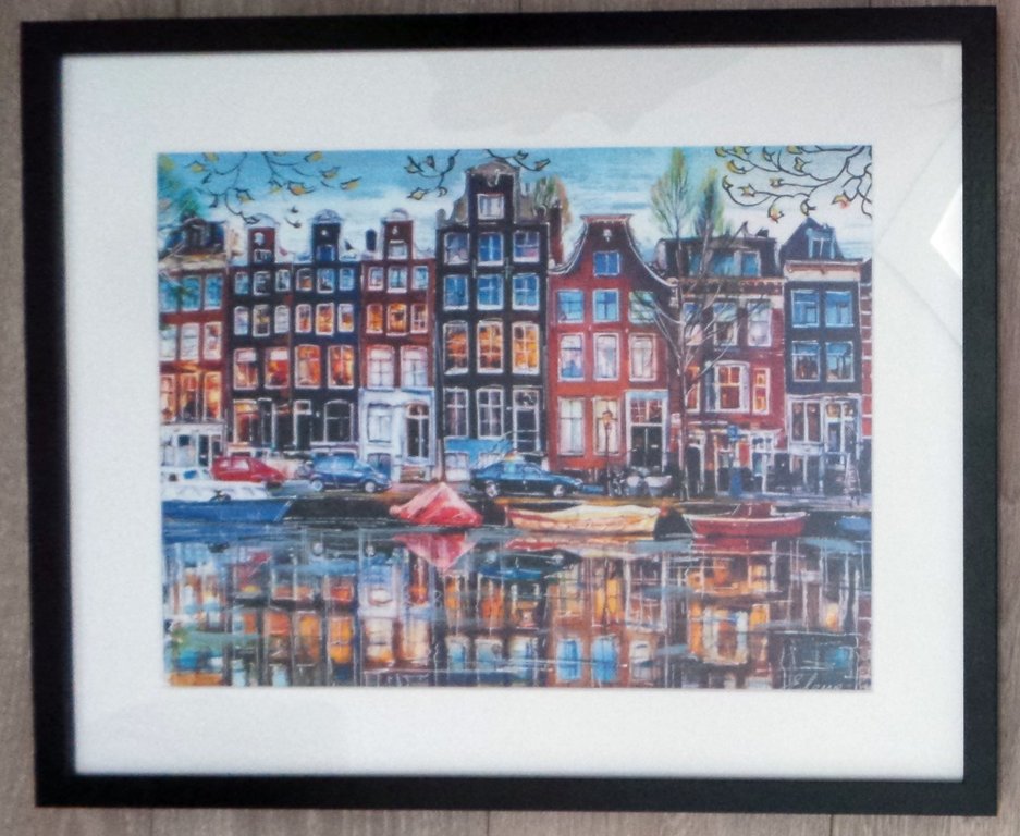 Elena Polyakova (21e eeuw)  - Amsterdamse grachten -Gemengde techniek kopen? Bied vanaf 90!