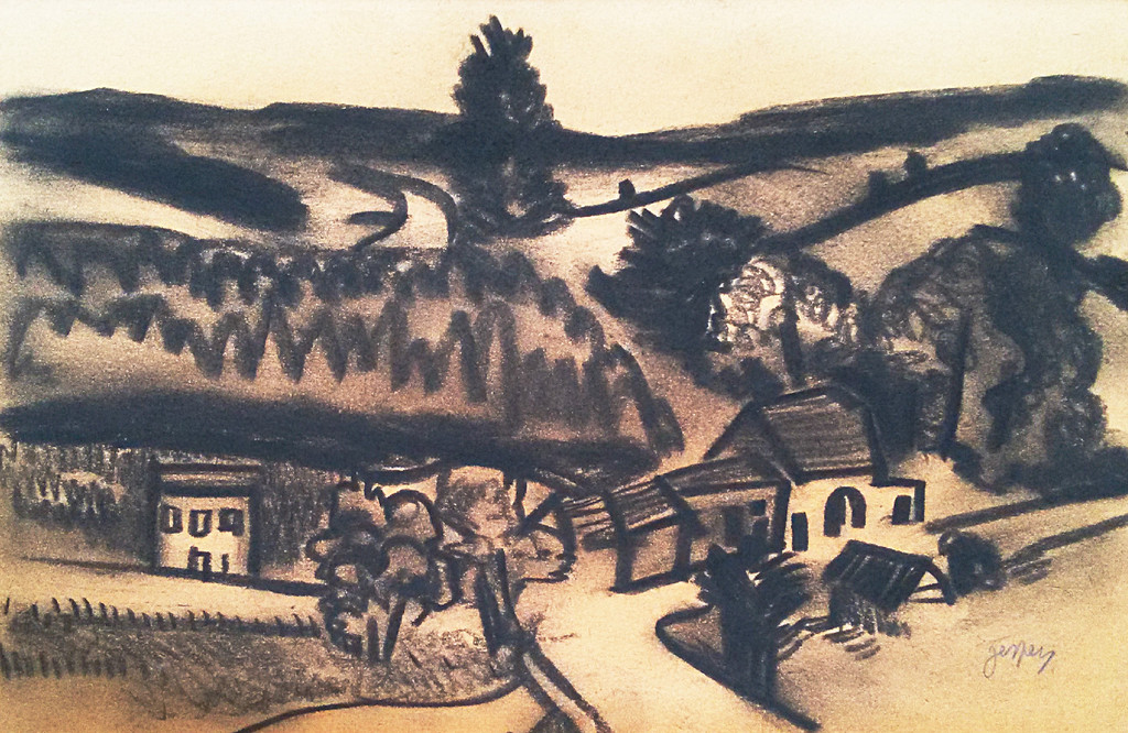 Floris Jespers - Vlaams landschap, tekening verkocht voor € 175!