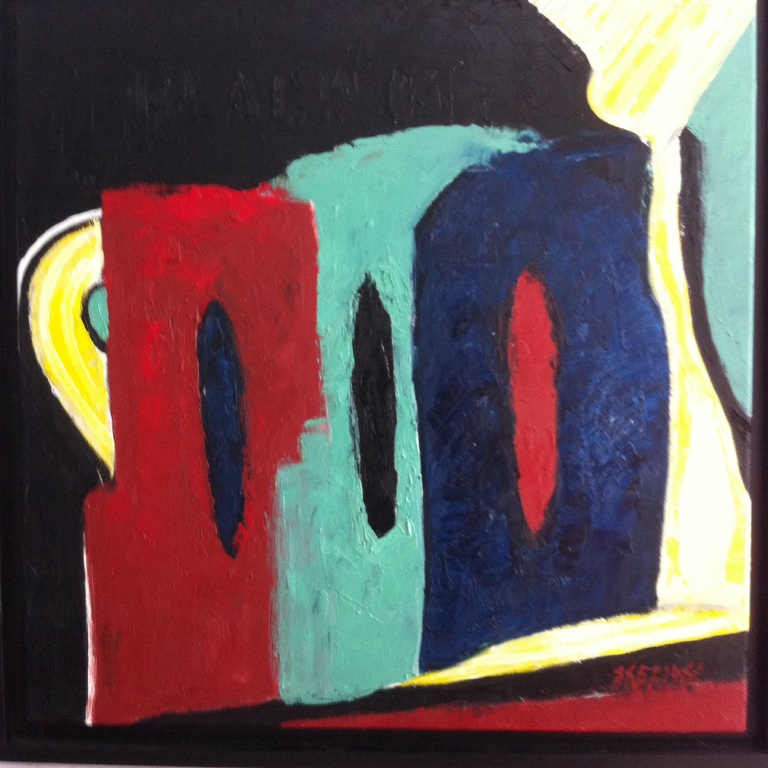 Abstract olieverf/canvas Werk-John Foppen-Titel-Black Zero One verkocht voor € 195!