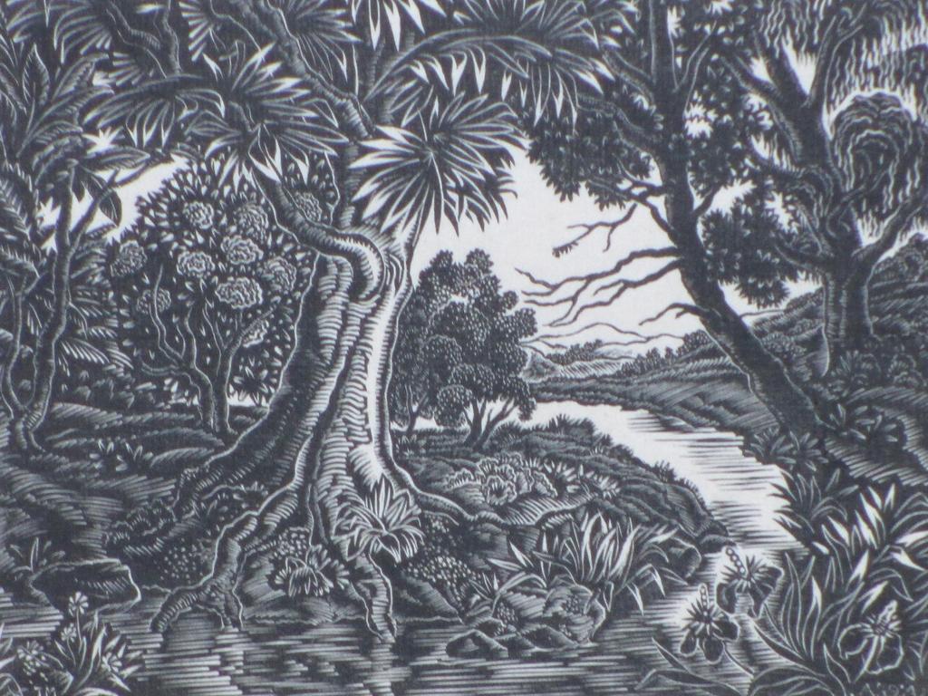 Thijs Mauve, Boslandschap met stroom, Houtgravure kopen? Bied vanaf 35!