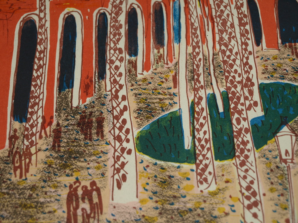 CHARLES EYCK (1897-1983) – Kleurenlitho – Patio – Gesigneerd – 1947 kopen? Bied vanaf 45!