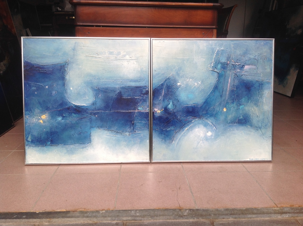 Schilderij Machiel Hopman, 2 luik  verkocht voor € 700!