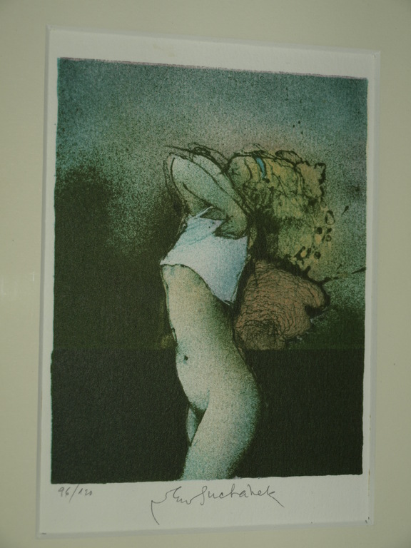 Vladimír Suchánek (1933) : Litho – Vrouw kleedt zich uit –Gesigneerd & ingelijst kaufen? Bieten Sie von 40!