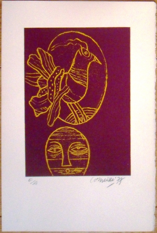 Corneille Gezicht en vogel kleurets uit 1977 verkocht voor € 135!