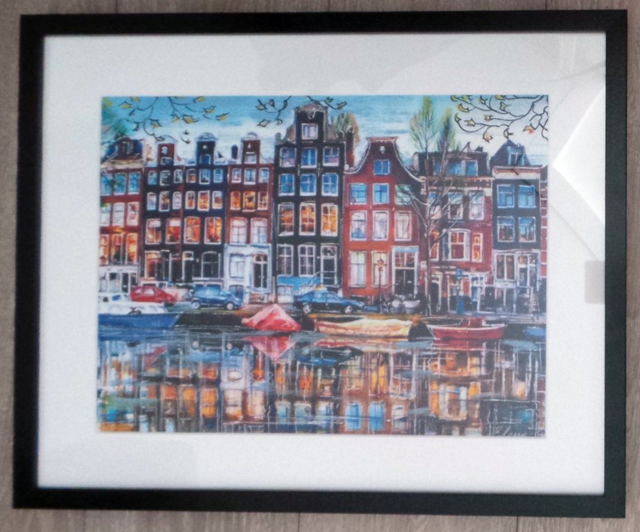 Elena Polyakova (21e eeuw)  - Amsterdamse grachten -Gemengde techniek kopen? Bied vanaf 90!