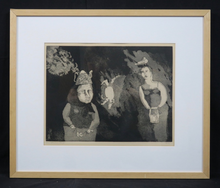 Benjamin Levy: Ets, The meeting - Ingelijst verkocht voor € 60!