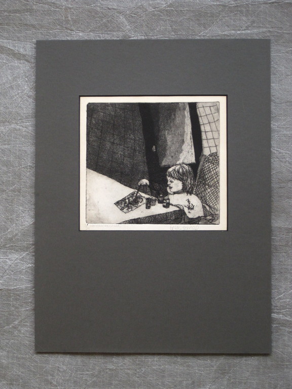 Hoogwaardige omstreeks 1960 droge naald Ets "Watercolor Child" gesigneerd   kopen? Bied vanaf 1!