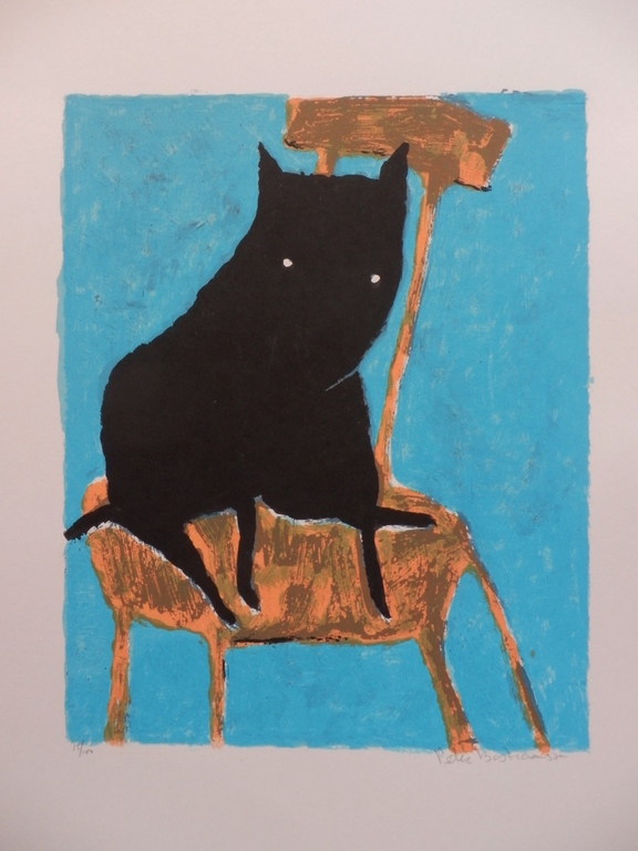 PETER BASTIAANSSEN Zeefdruk BLUE CAT Handgesigneerd verkocht voor € 45!