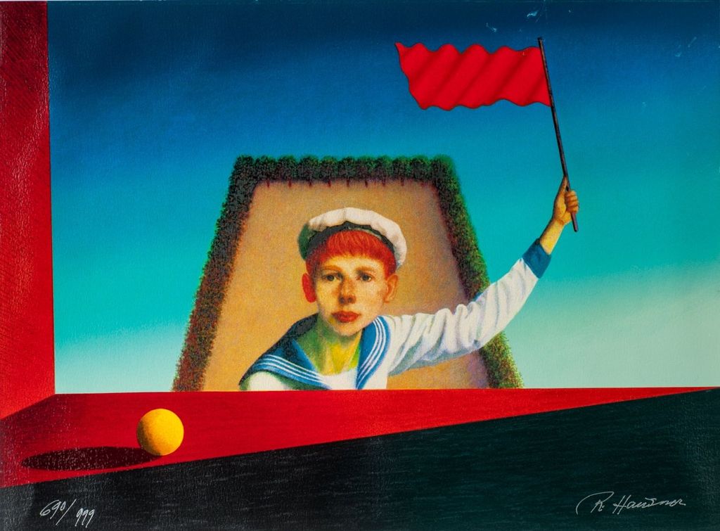 Rudolf Hausner - Bij het raam naar binnen - Kleurenlithografie. Handgesigneerd. kopen? Bied vanaf 109!