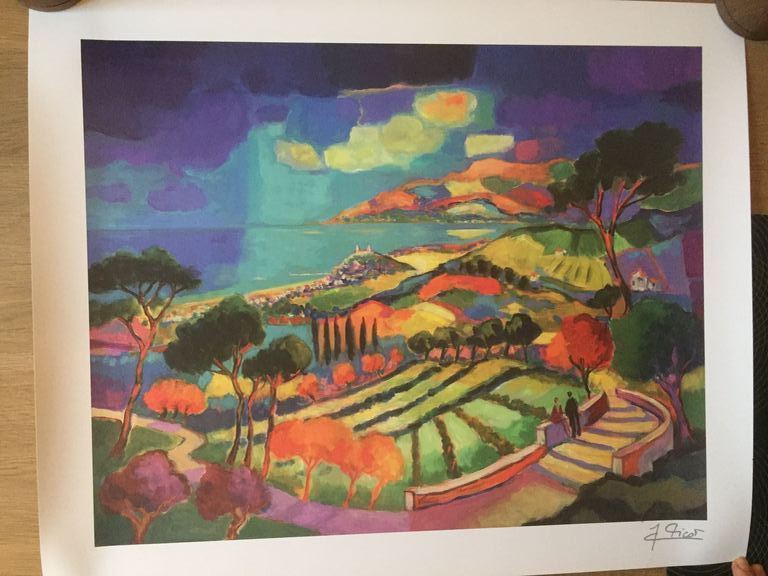Jean-Claude Picot; kleurenlitho genaamd Octobre sur la baie de Cannes kopen? Bied vanaf 20!
