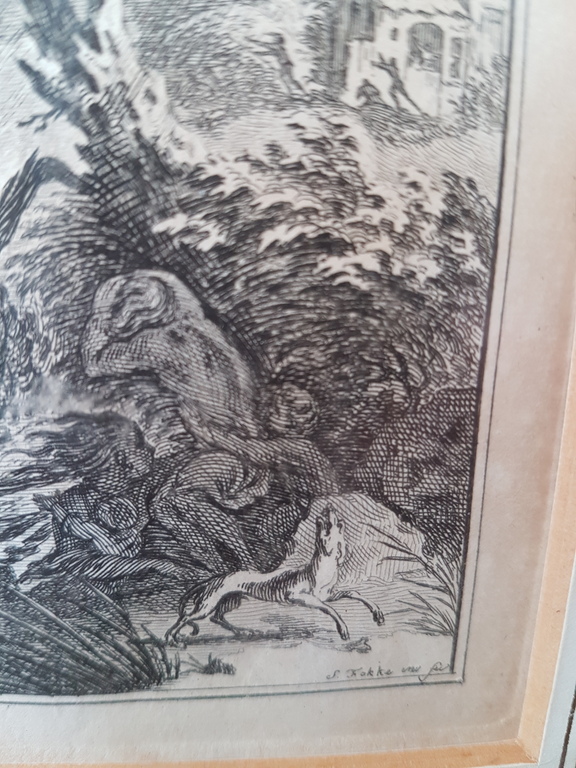 Simon Fokke, kopergravure, mensen en dieren in noodweer kopen? Bied vanaf 1!