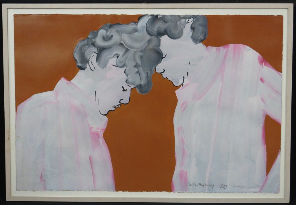 Edith Meijering: Gouache op papier, Two friends - Ingelijst (Groot) kopen? Bied vanaf 100!