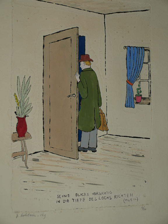 PIETER HOLSTEIN - Ets : Seine Blicke vorsichig...– Gesigneerd - ingelijst -1975  verkocht voor € 75!