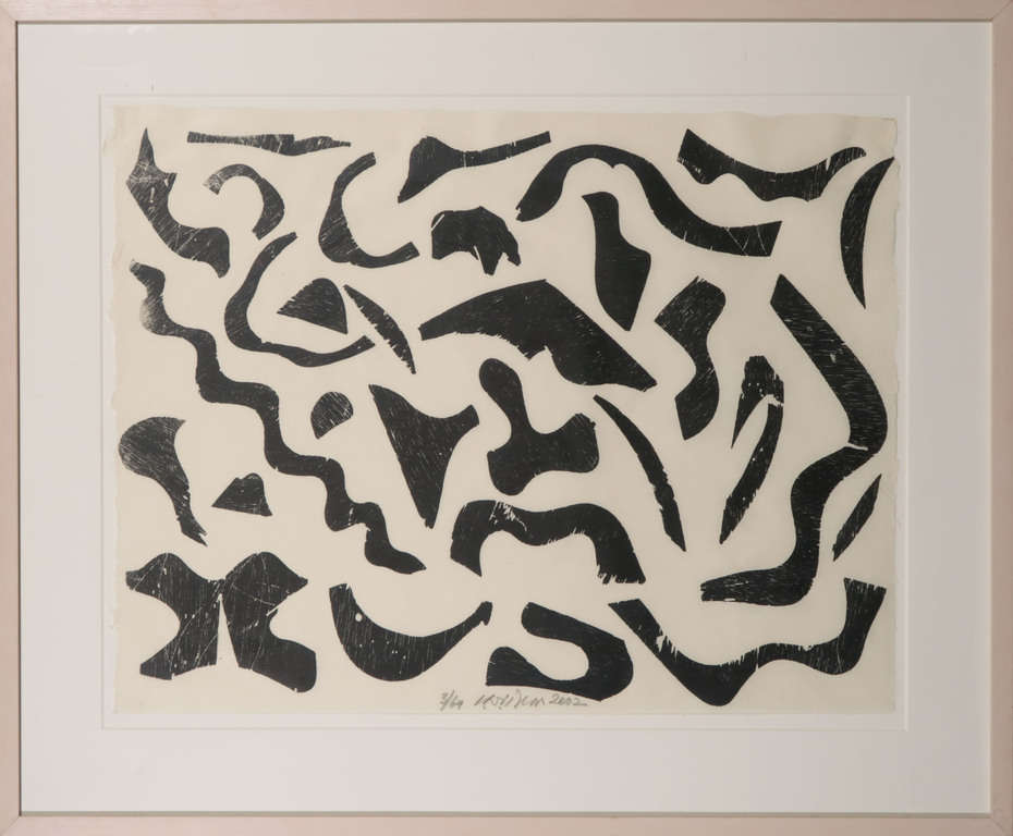 Carel Visser: Houtsnede op Japans papier, Z.T. (Zwart) - Ingelijst kopen? Bied vanaf 100!