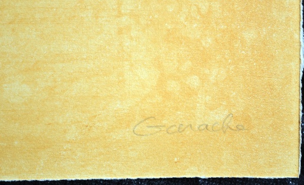 Claude Garache, Ocre III, grote aquatint 1989 + gratis affiche galerie Lelong kopen? Bied vanaf 220!