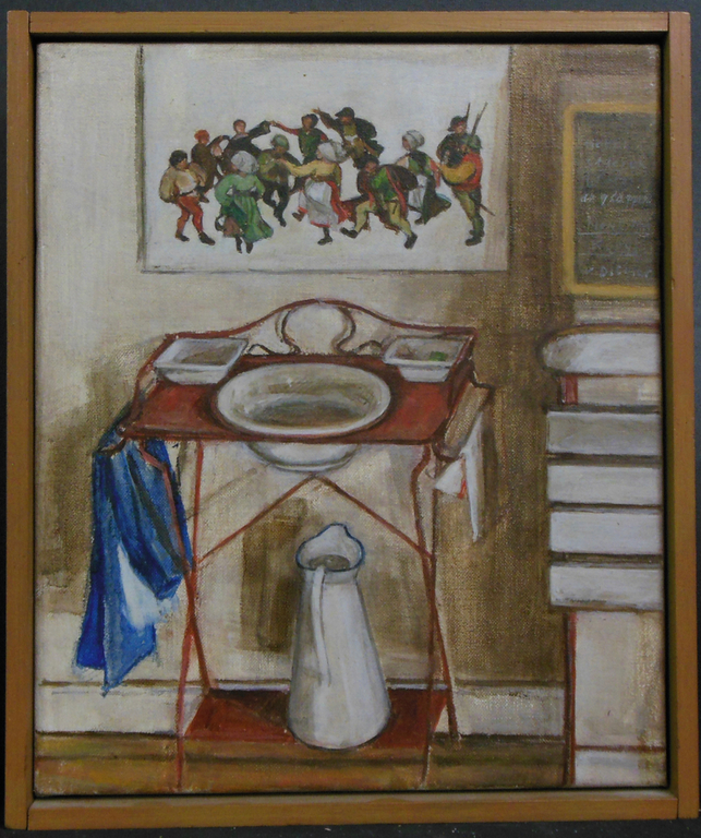 Marjan de Glopper: Olieverf, Wastafel - Ingelijst verkocht voor € 60!