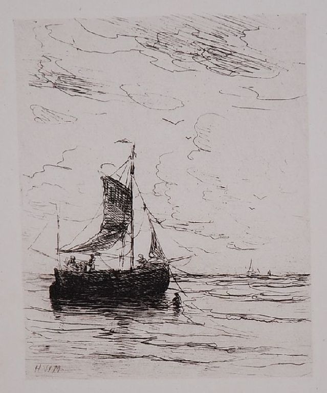 Hendrik Willem Mesdag: Ets Zeilschip. uit 1891 verkocht voor € 70!