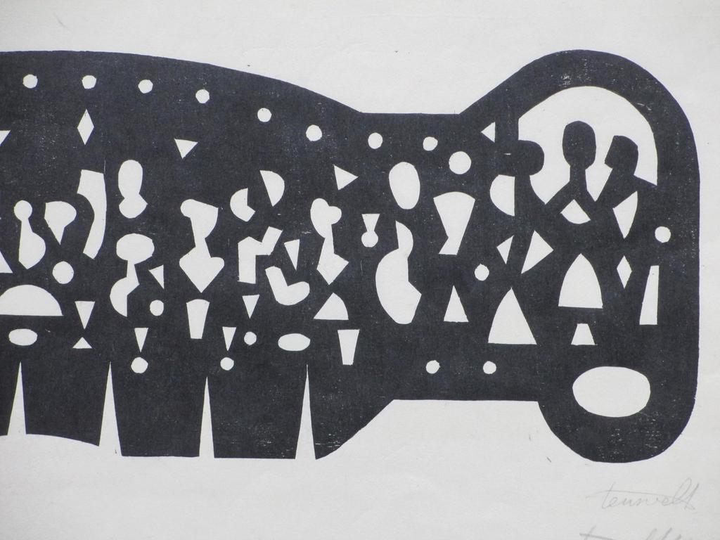 Frits Lensvelt, Abstracte compositie, Houtsnede 1961 kopen? Bied vanaf 40!