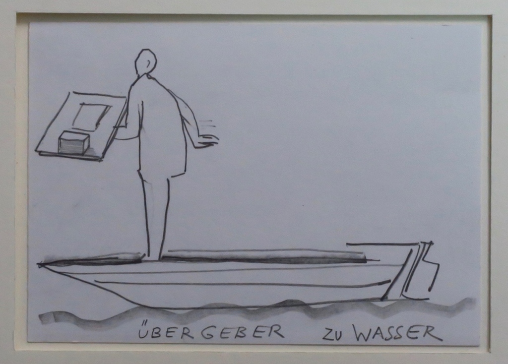 Gottfried Wiegand: Potloodtekening, Ubergeber zu Wasser verkocht voor € 35!