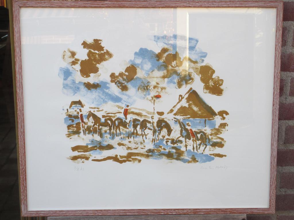 Friso ten Holt, Ruiters in Noord-Hollands landschap, Kleurlitho kopen? Bied vanaf 150!