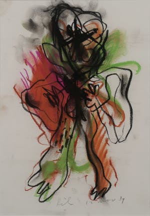 Rik van Iersel - Rik van Iersel: Krijttekening, Z.T. Figuur - Ingelijst kopen? Bied vanaf 120!