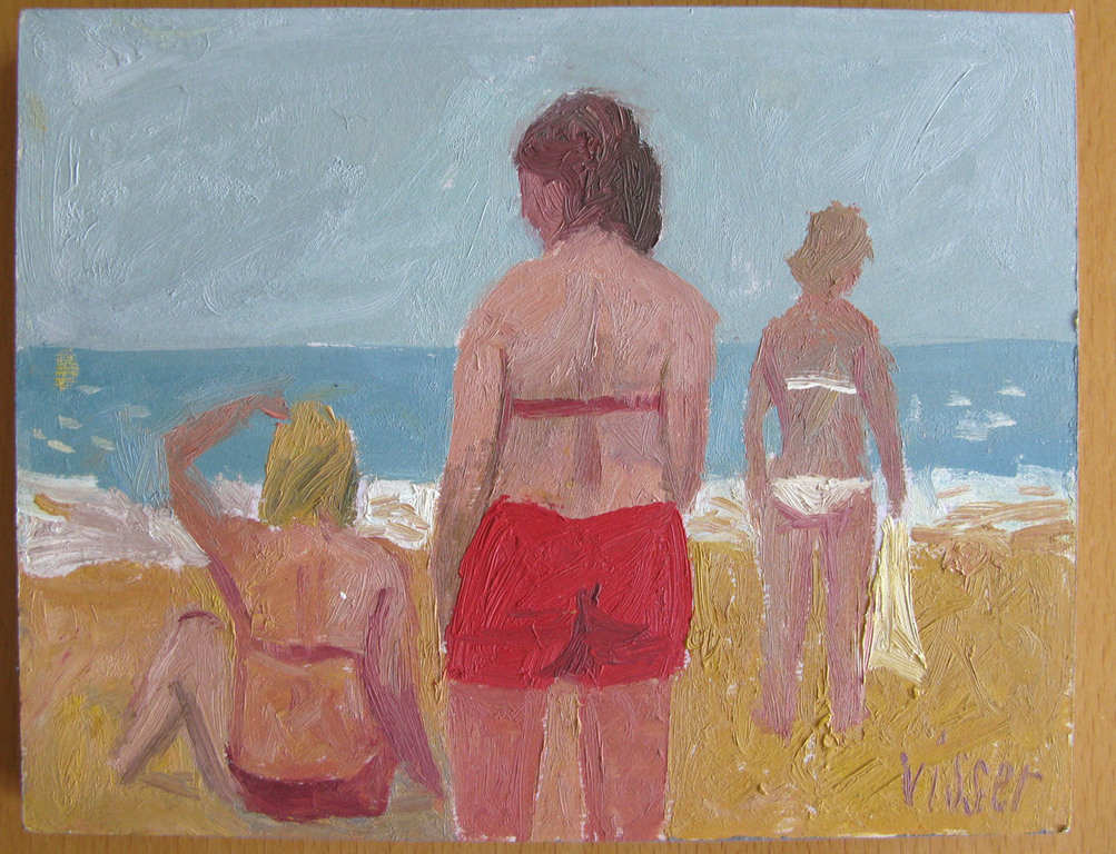 Hendrik Jan Visser - STRAND - olieverf op paneel kopen? Bied vanaf 1!
