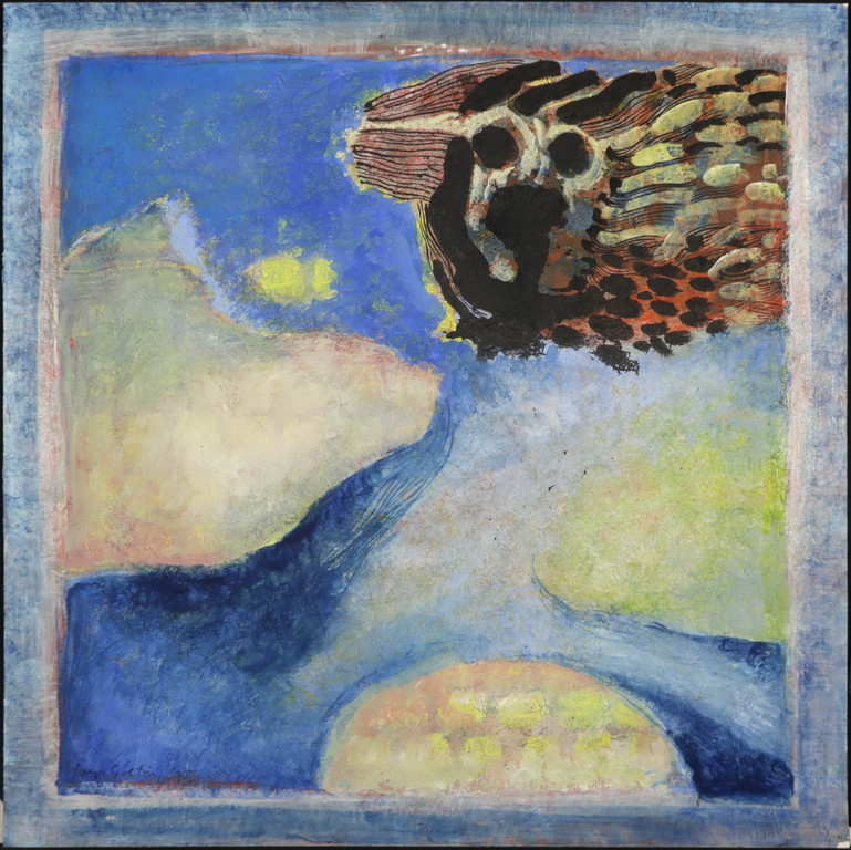 Joep Goeting: Gouache, Vogel boven eilanden verkocht voor € 50!