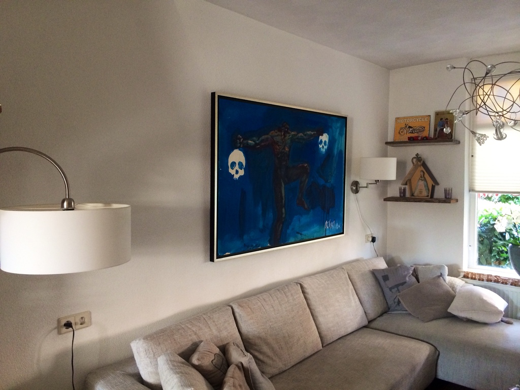 Peter Klashorst: Naked Man with Two Skulls in Blue. ca. 1979 kopen? Bied vanaf 950!