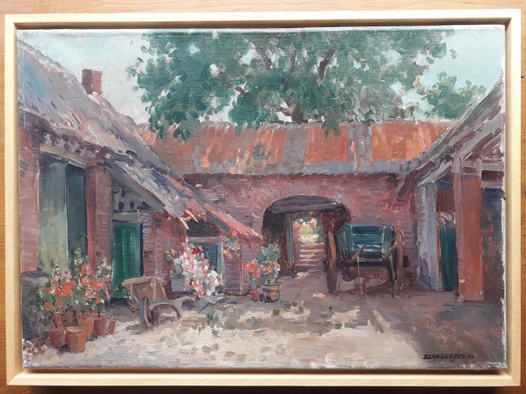 Bernardus Franciscus Coesel - Bernardus (Bern) Coesel, (1886 - 1952) - Binnenplaats. verkocht voor € 40!