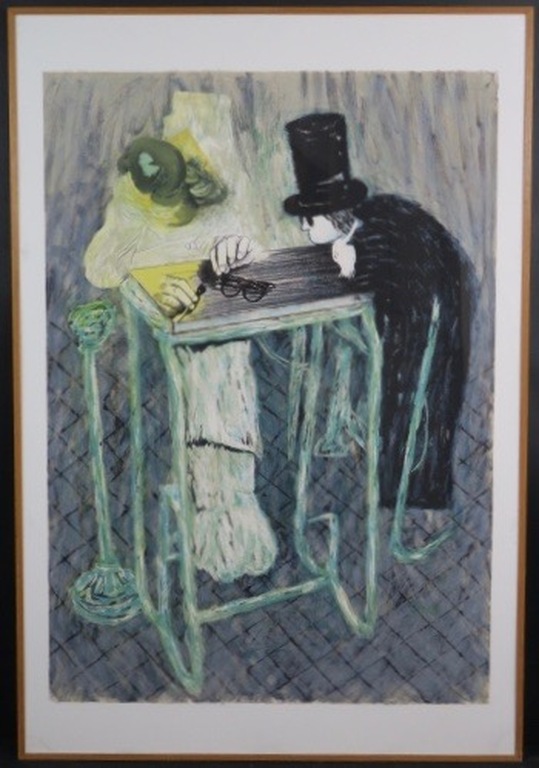 Wim Jonkman: Litho, Kouwe Kermis -Ingelijst (groot) verkocht voor € 35!
