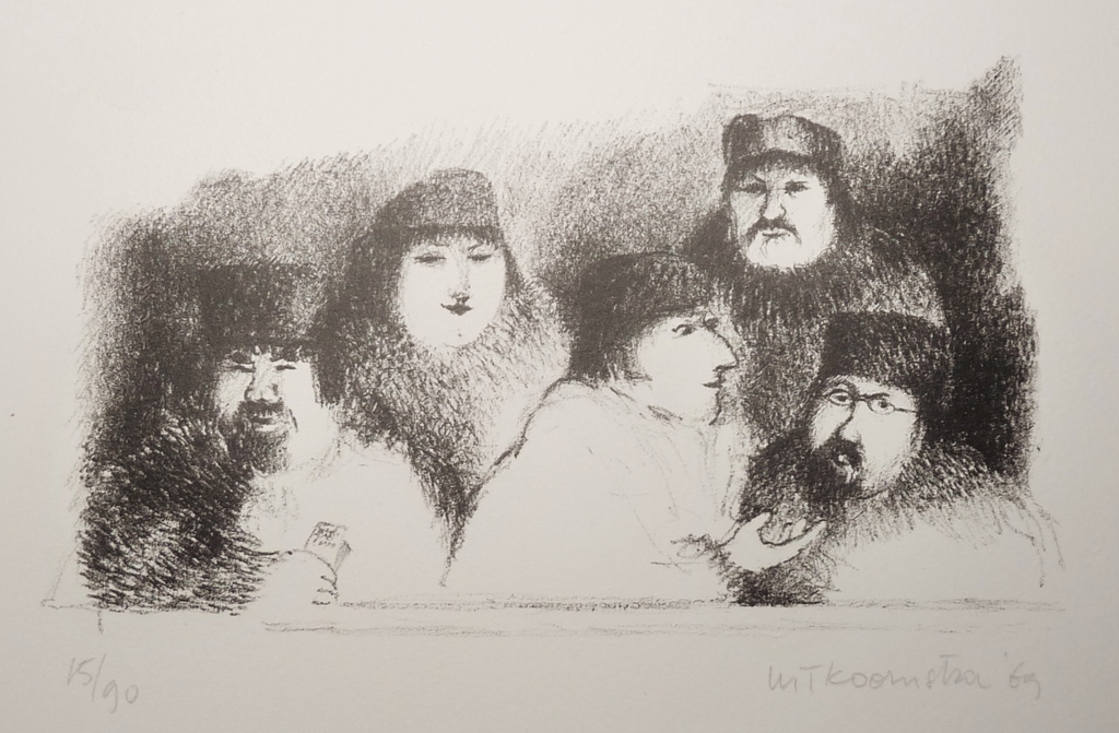 Metten Koornstra, Litho, Groepsportret - Gesigneerd, 1969 verkocht voor € 40!