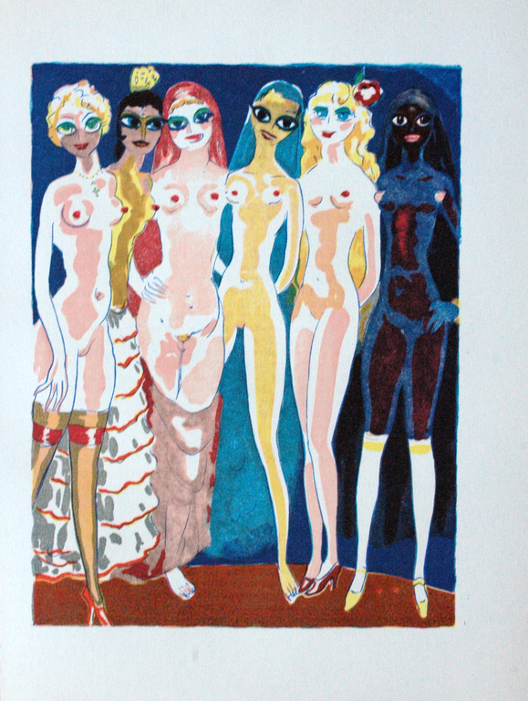 Kees van Dongen - Houtgravure 1955 - “ Les six Adolescentes ” - 1001 nacht kopen? Bied vanaf 75!